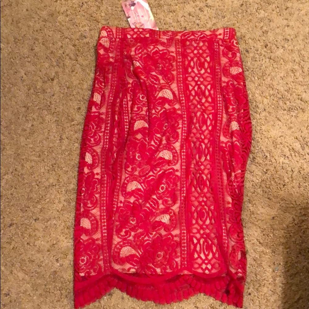 *New*, red lace pencil skirt